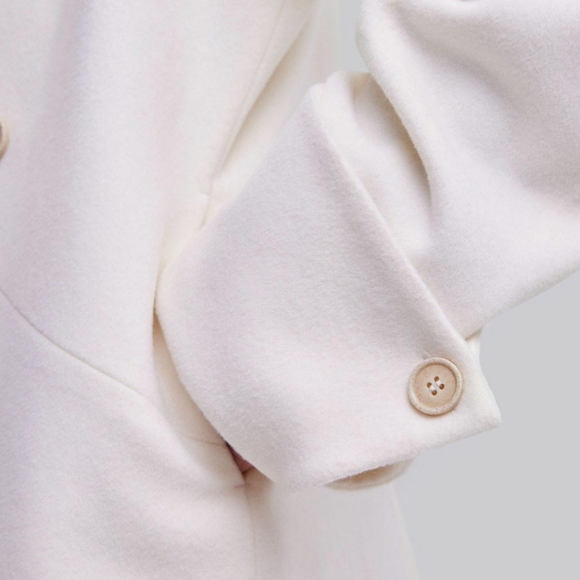 🆕 NAP Loungewear Callie Wool Jacket w/ Asymmetrical Hemline in Ivory - Picture 6 of 10